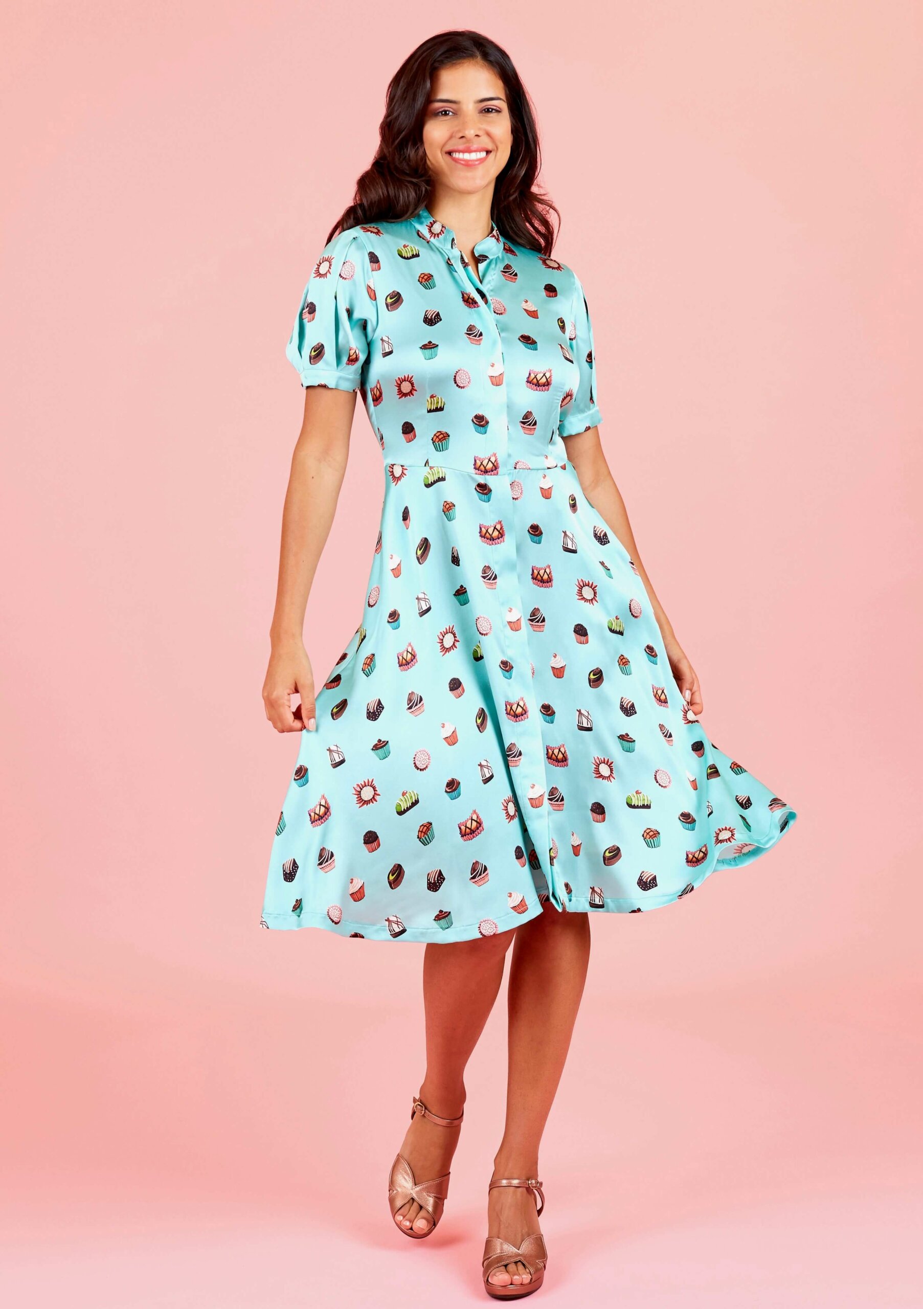 Praline – Silk Dress Pleated sleeves
