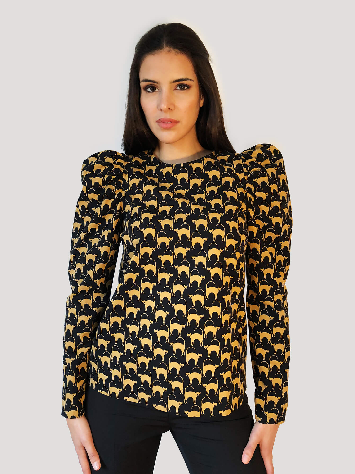 Cats- Blouse puffy sleeves