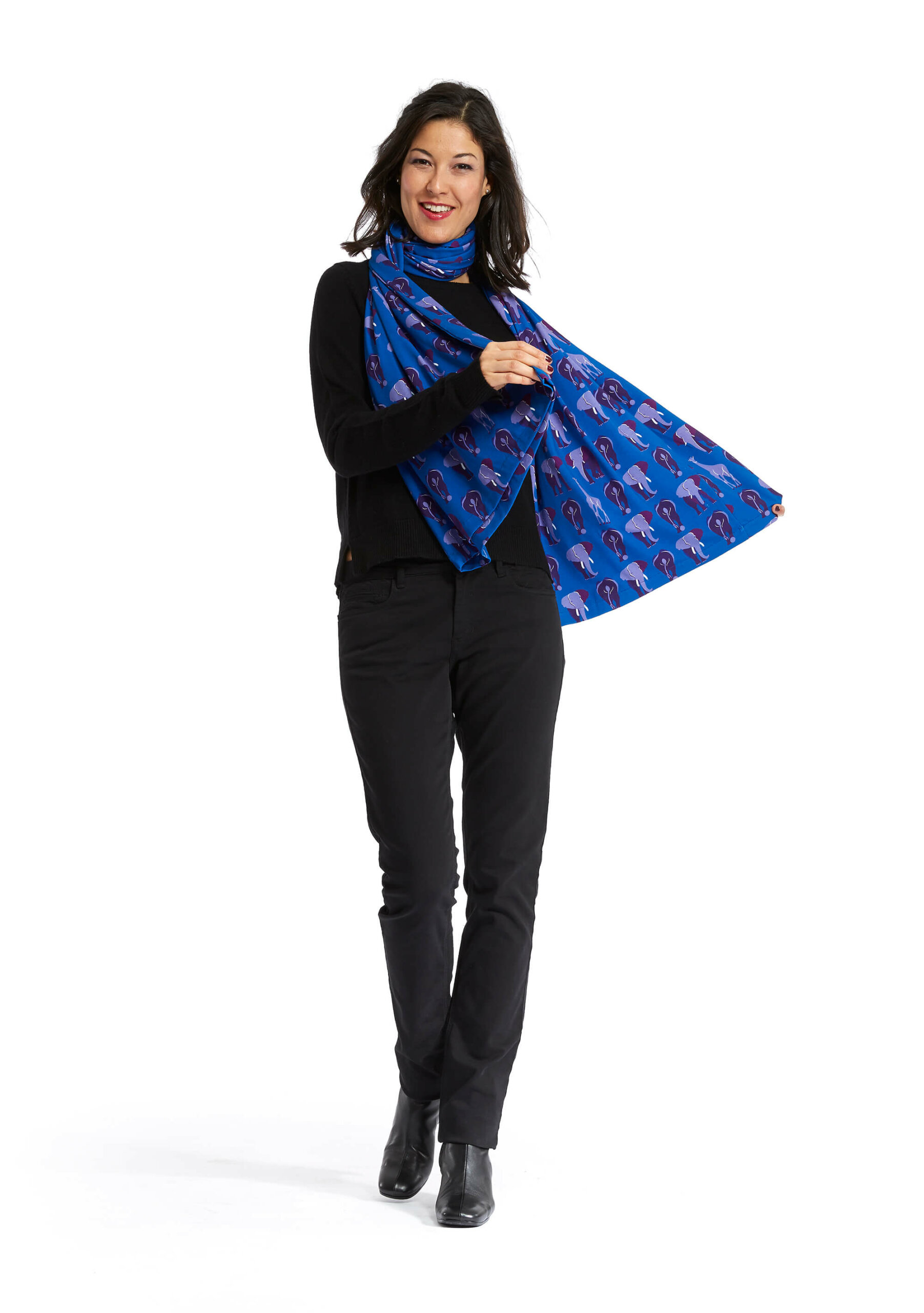 Schal Elefanten Print Blau