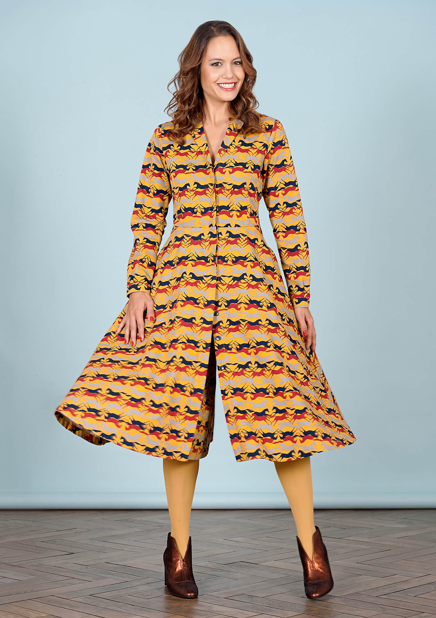 Horse-Dress Pants AB1296 col 26 mustard-red
