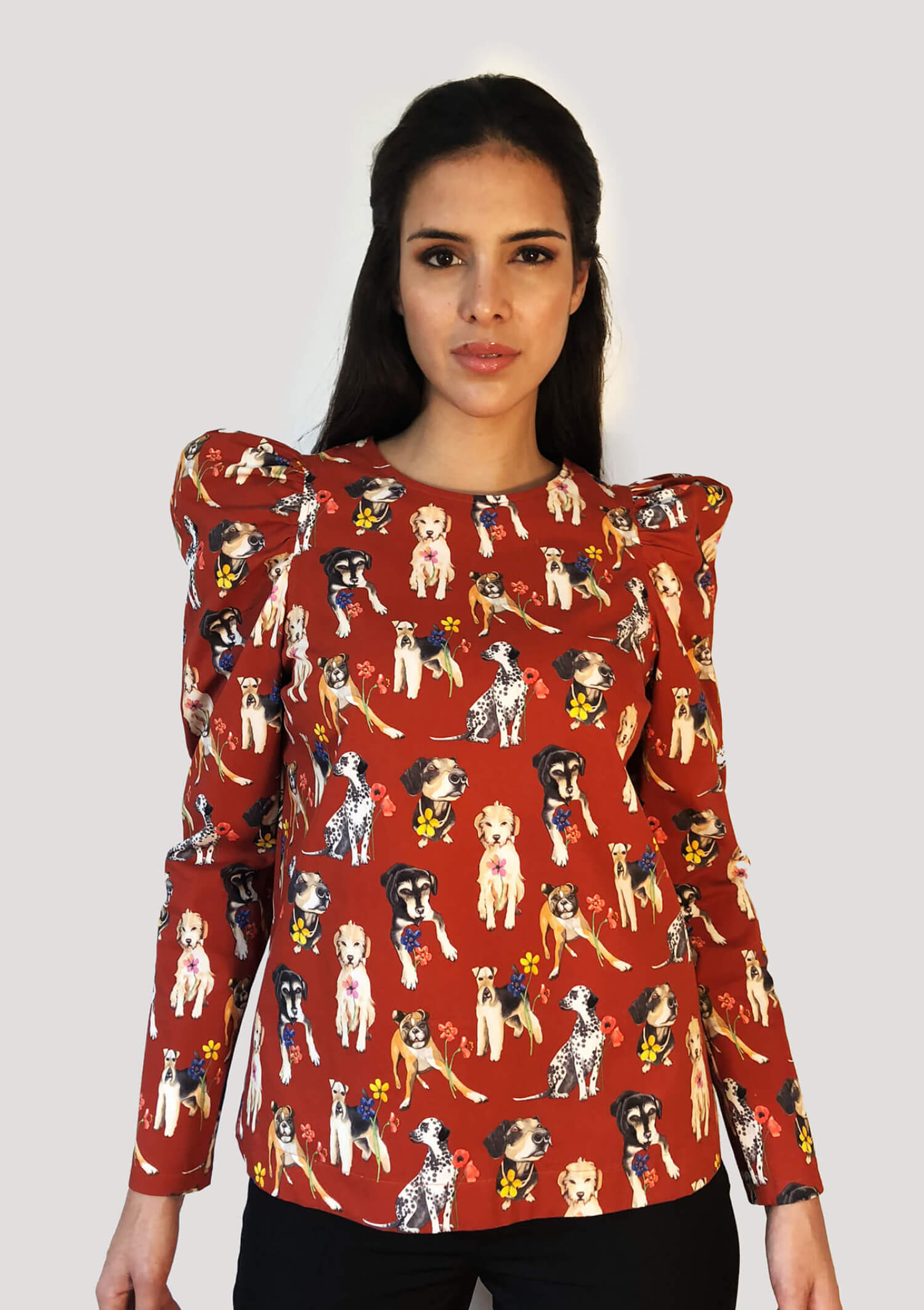 Dogs- Blouse Puffy Sleeves