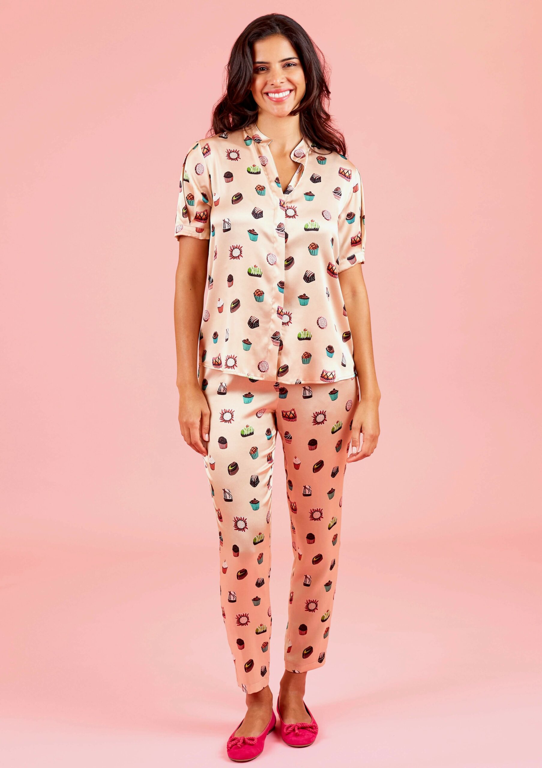 Praline – Silk Blouse & Pants Combi