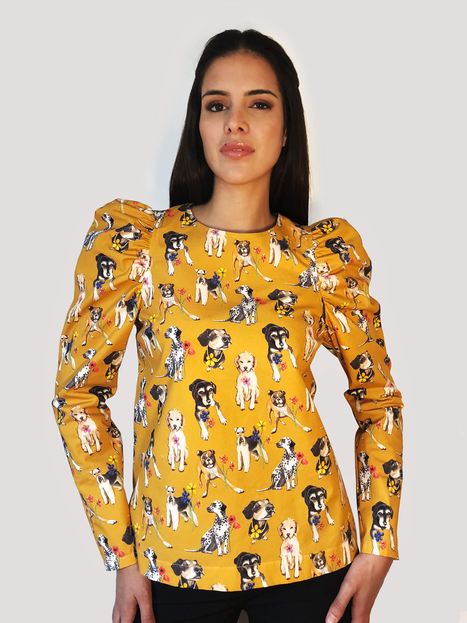 Dogs- Blouse Puffy Sleeves