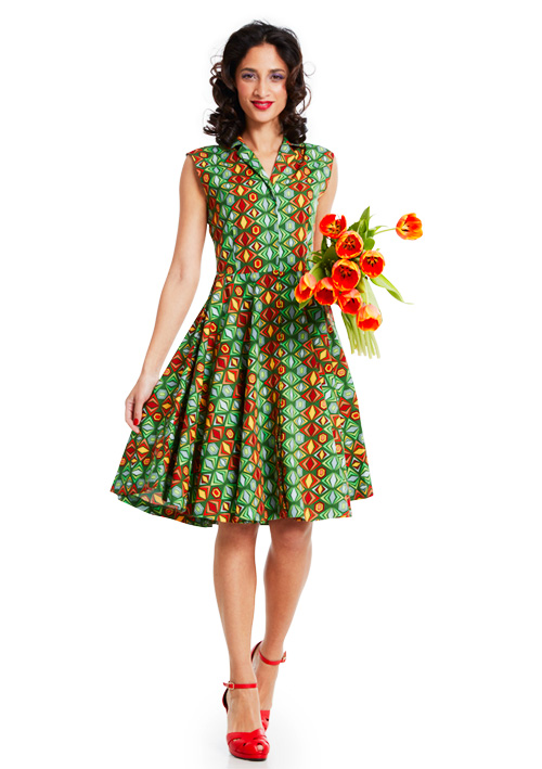 Dress Globo -AB1292 col 5 green-red