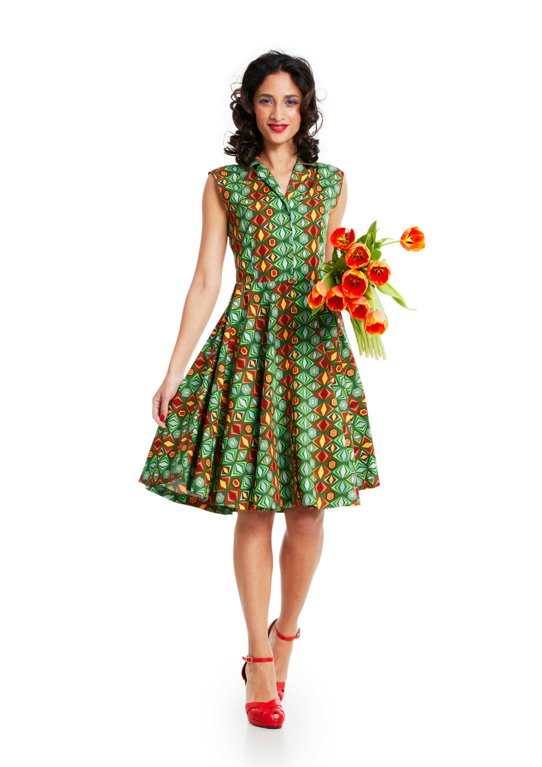 Dress Globo -AB1292 col 5 green-red