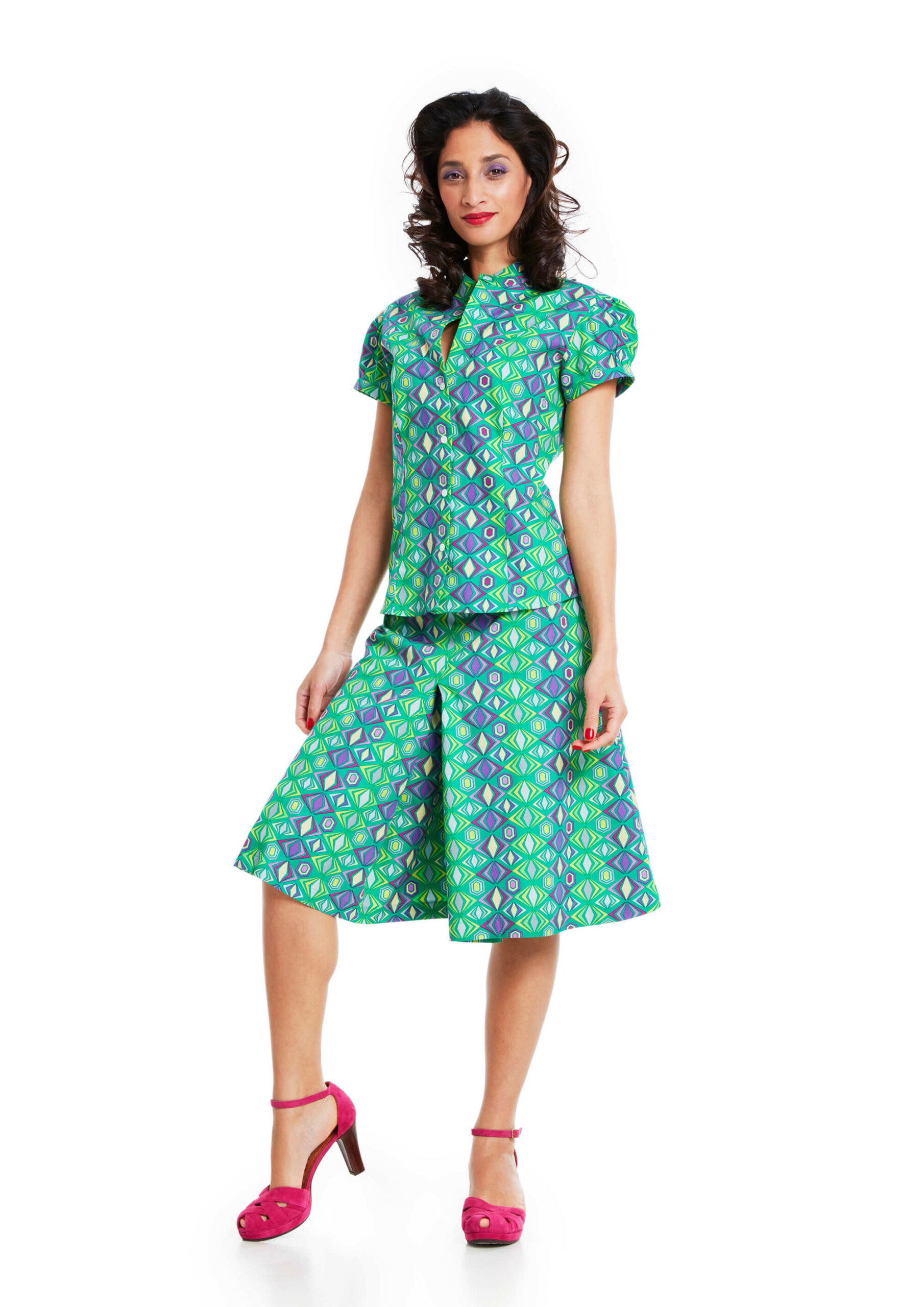 Blouse and Skirtpant AB1292 col 11 green-violet