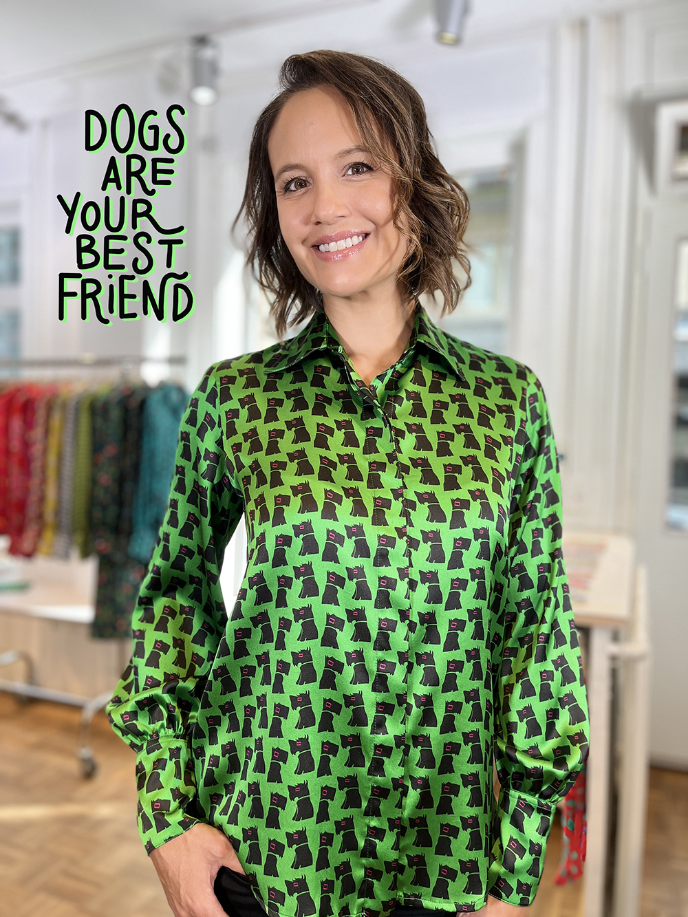 Schnauzer- Silk Blouse