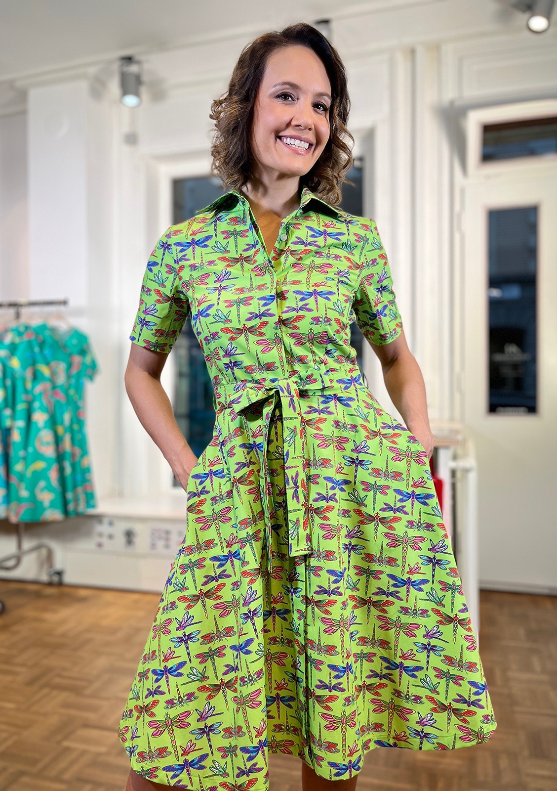 Dragonfly Geometric-Dress with belt