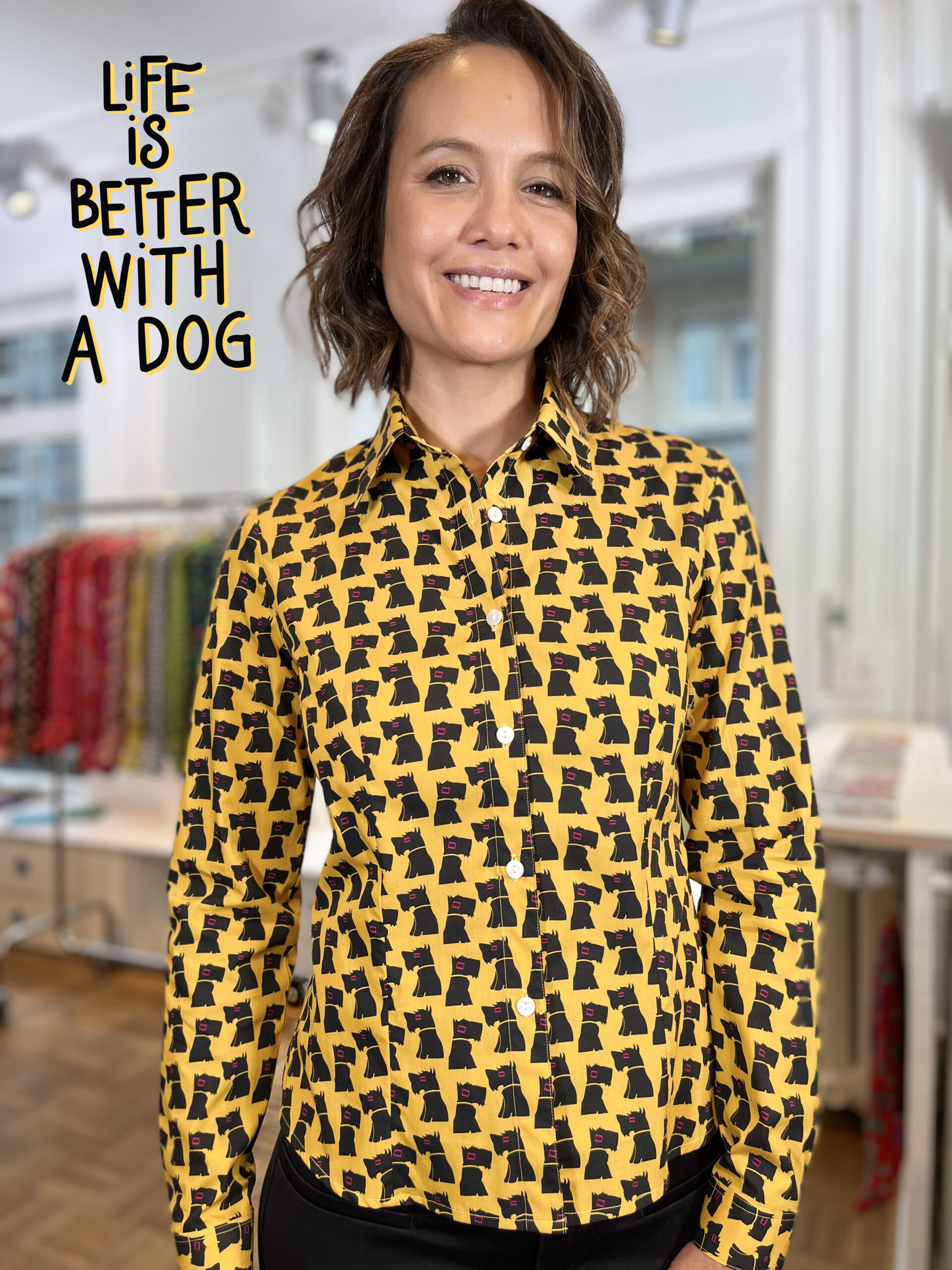 Schnauzer-Shirt fitted yellow