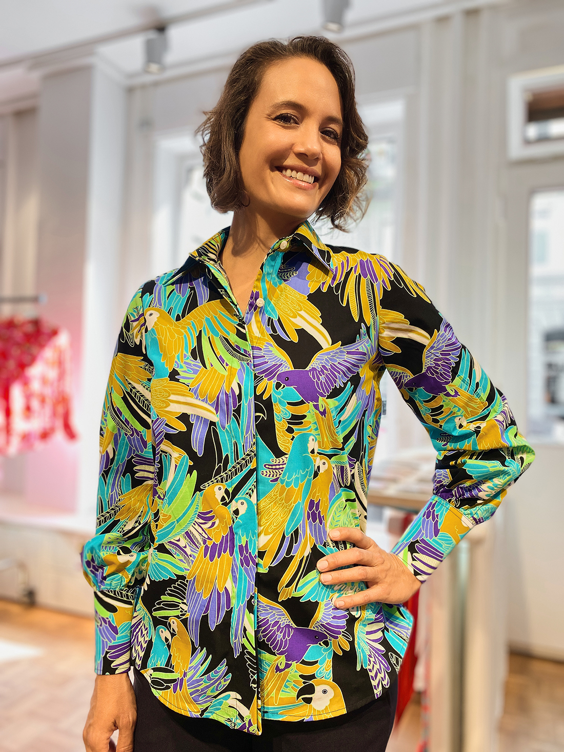 Blouse Cotton Parrot black