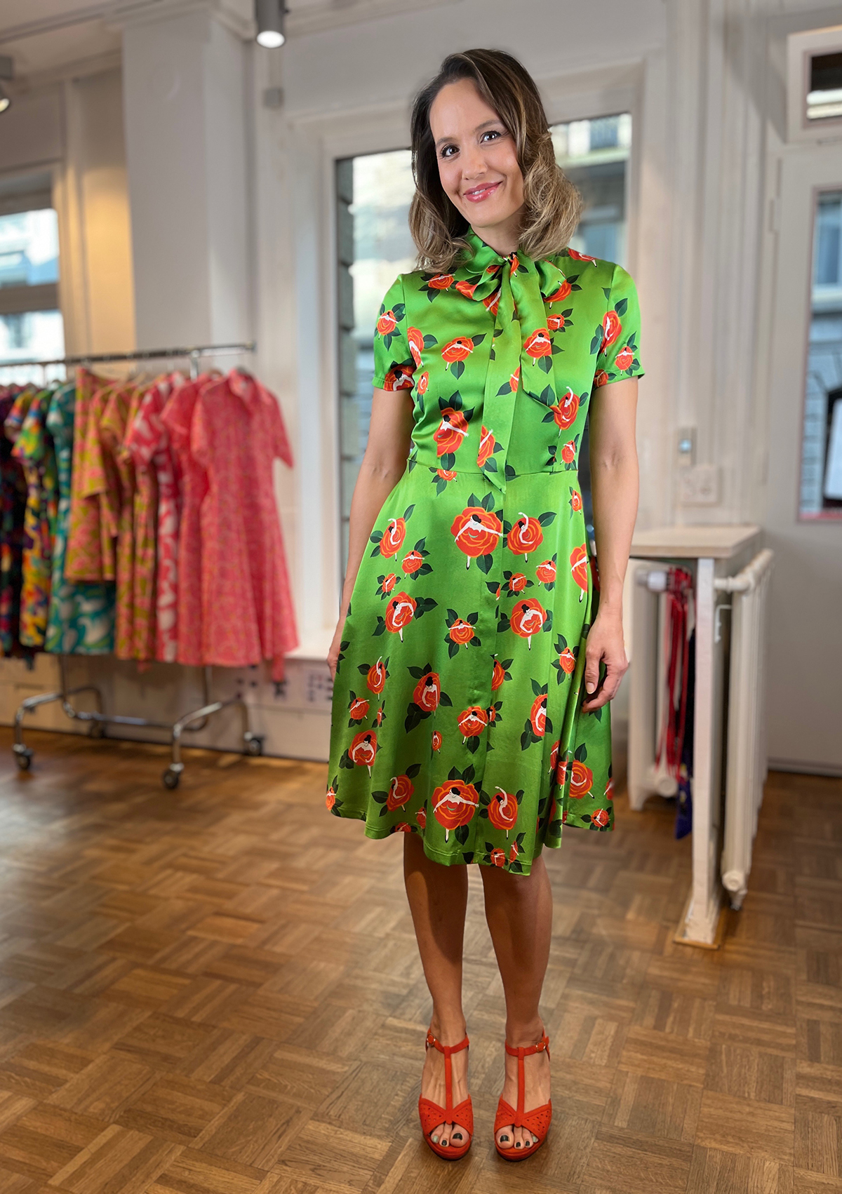 ROSE DANCERS- SILK DRESS WITH RIBBON