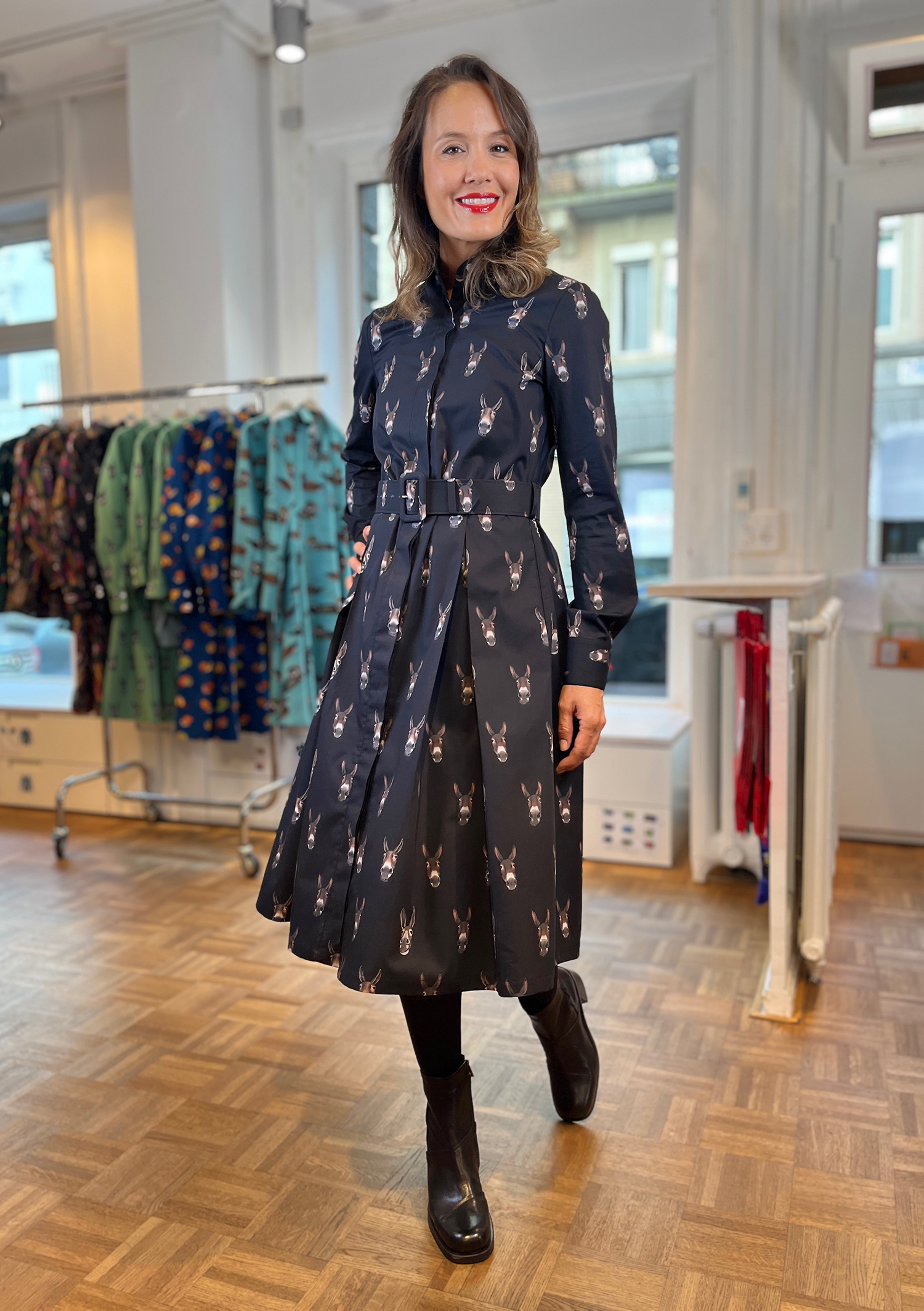 DONKEYS- DRESS WITH INVERTED PLEAT