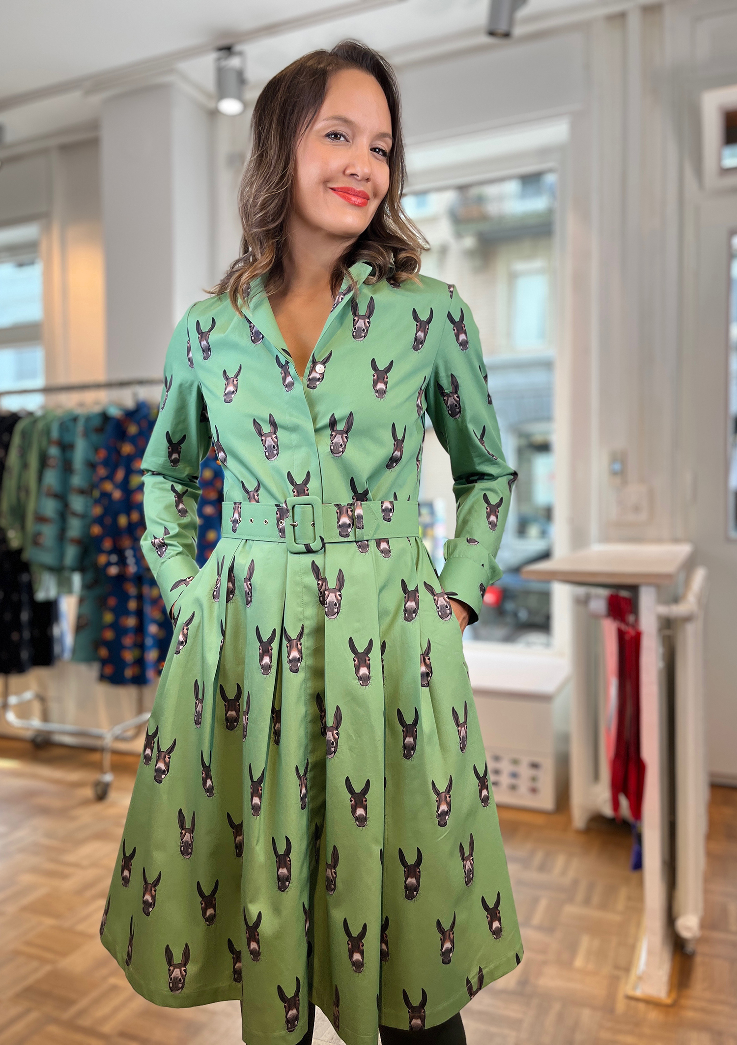 DONKEY-DRESS WITH BOX PLEAT